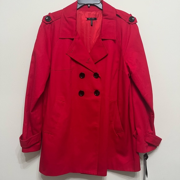 Daisy Fuentes Jackets & Blazers - Daisy Fuentes Women's Red Double-Breasted rain coat xl nwt